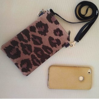 Bolso para teléfono leopardo marrón oscuro de animal print